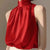 Lustrous Sleeveless Turtleneck Summer Party Blouses for Women
