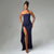Form-Fitting Women's Strapless Evening Dress with High Slit