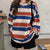 Oversized Pullovers Stripe Print Dress Shirt