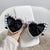 Lovely Inlaid Pearl Fashion Heart-Shaped Sunglasses