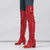 Women’s Glossy Pleated Patent Leather Over-the-Knee Boots