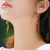 Romantic Rose Flower & Rhinestone Tassel Long Drop Earrings