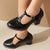Women's Block Heel Shoes with Classic Brogue Detailing