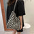 Spacious Striped Canvas Shoulder Bag for Casual Everyday