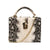 Luxury Snake Print Handbag with Gold-Toned Lock Closure and Top Handle