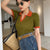 Slim-Fit Women's Knitted Short Sleeve Polo Blouse