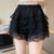 Multi-Tiered Ruffle Design Elastic Waist Lace Shorts for Women