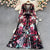Gorgeous Deep V-neck Floral Print with Cascading Ruffles Dresses