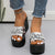 Women's Metallic Chain Decor Non-slip Thick Sole Platform Wedge Sandals