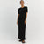 Women's Form Fitting Knitted Round Neck Pleated Maxi Dress