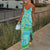 Abstract Geometric Pattern Spaghetti Strap Maxi Dress with Front Slit