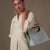 Women's Unique Metallic Top Handle Bag with Contrast Rope Straps
