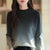 Warm and Trendy Ombre Wool Sweater for Women with Long Sleeves