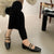 Shiny Retro Square Toe Sandals with Straps