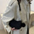 Quilted Mini Shoulder Bag with Fluffy Pom-Pom Charm