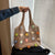 Colorful Flower Embellished Knitted Hollow Out Summer Tote Bag