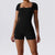 Sleek Form-fitting Short Sleeve One Piece Fitness Sportswear for Women