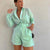 Pure Color Long Sleeve and Pocket Shorts 2-Piece Outfit