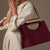 Women's Unique Metallic Top Handle Bag with Contrast Rope Straps