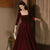 Rich and Classy Square Collar Ruffle Detail Women's Velvet Dress