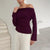 Casual Solid Tie Front Off Shoulder Long Sleeve Top for Women
