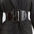 Elastic Solid Color Women's Wide Belt with Square Buckle
