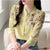 Inspired Charm Embroidered Flower Jacquard Stand Collar Blouse