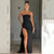 Form-Fitting Women's Strapless Evening Dress with High Slit
