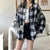 Women's Long Sleeve Collared Button Up Oversized Plaid Flannel Shirt
