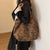 Large Capacity Vintage Canvas Leopard Pattern Tote Bag