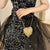 Women's Mini Heart-shaped Rhinestone Tassel Evening Bag