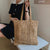 Boho Style Handmade Square Woven Straw Tote Bag for Daily Use
