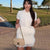 Fringed Knit Short-sleeve Top and Skirt Matching Set