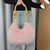 Fluffy Faux Fur Shoulder Bags with Wooden Beaded Handle