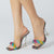 Rainbow Extravaganza with Clear Thin Heels Open Toe Shoes