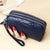 Crocodile Pattern Genuine Leather Long Wallet with Wrist Strap