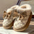 Fuzzy Bow Decor Round Toe Platform Indoor Plush Ankle Boots