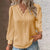 Summer Fashion Women's Hollow Lace Patchwork V-Neck Long Sleeve Blouse