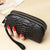 Crocodile Pattern Genuine Leather Long Wallet with Wrist Strap