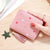 Cute Heart Embroidery Mini Wallet for Women with Star Tassel Charm