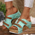 Women's Cork-Textured Sole Wedge Sandals with Double Buckle Straps