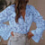 See-Through Floral Lace Lantern Sleeve Blouse for Women