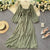 Chic Elegant Square Collar Puff Sleeve Maxi Dress for Women