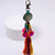 Colorful Boho Style Wooden Beads Keychains with Fluffy Pompom