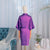 Women's Plain Color 3/4 Sleeve Belted Faux Silk Bathrobe