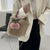 Faux Fur Shoulder Crossbody Bag with Cute Cherry-shaped Charm