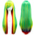 Multi-Colored Ombre Rainbow Wigs with Lush Curls and Bangs