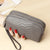 Crocodile Pattern Genuine Leather Long Wallet with Wrist Strap