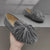 Women's Flat Genuine Leather Slip-on Fringe Loafer Shoes