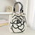 Camellia Flower Design Handbags with Houndstooth Handles